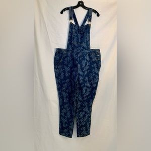 ModCloth Floral Denim Overalls Dark Wash Size 2X
